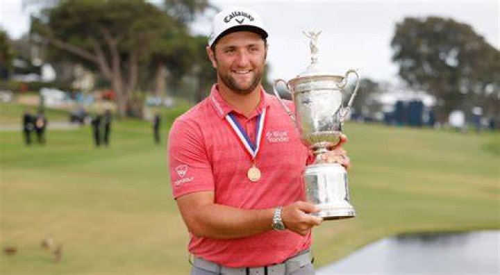 Jon Rahm celebrates US Open win with wife Kelley Cahill, son